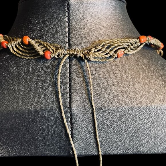 Boho Macrame Necklace Natural Stone Pendant Handmade Earthy Festival Jewelry - Picture 7 of 9